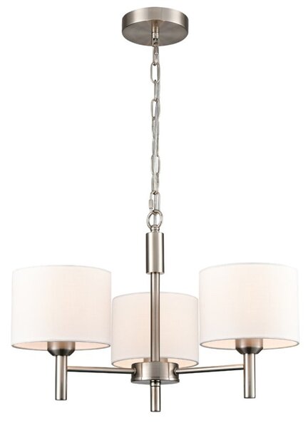 Franklite Barolo 3 Light Ceiling Light In Satin Nickel With Off White Shades FL2494-3