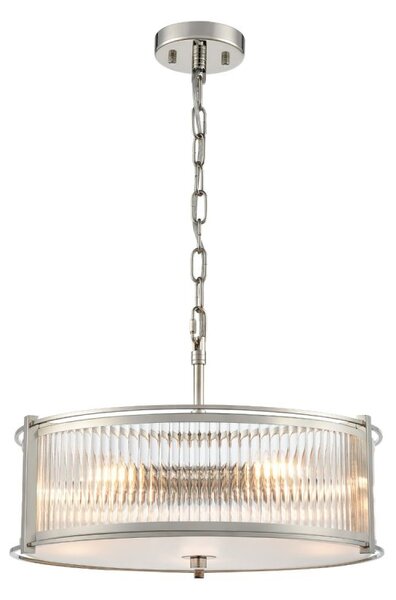 Franklite Sloane 5 Light Ceiling Light In Polished Nickel With Ribbed And Frosted Glass FL2505-5