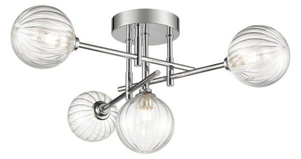 Franklite Abstraction Bathroom 4 Light Ceiling Light In Chrome With Ribbed Glass FL2464-4