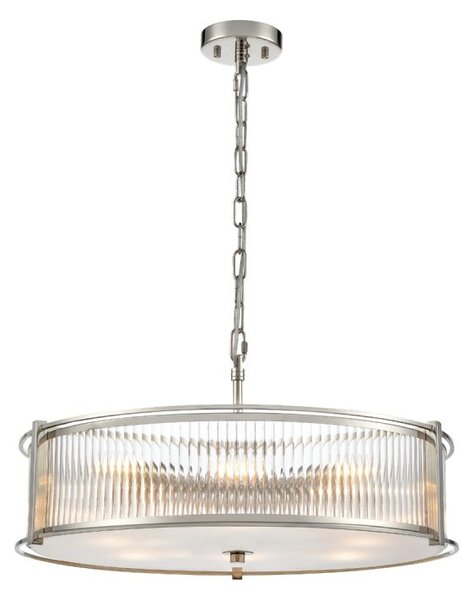 Franklite Sloane 8 Light Ceiling Light In Polished Nickel With Ribbed And Frosted Glass FL2505-8