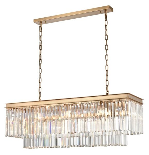 Franklite Perdita 11 Light Rectangular Ceiling Pendant Light In Aged Brass Finish FL2465-11