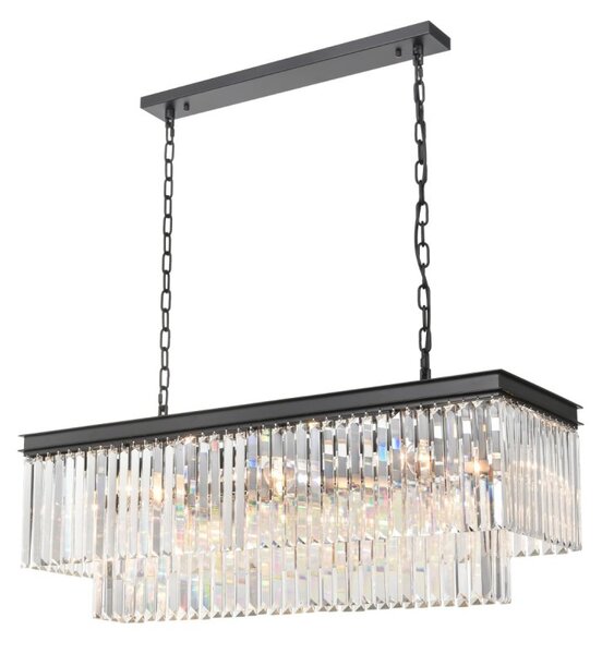 Franklite Perdita 11 Light Rectangular Ceiling Pendant Light In Matt Black Finish FL2413-11