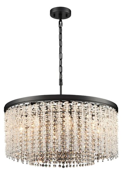 Franklite Coral 8 Light Crystal Ceiling Pendant Light In Matt Black Finish FL2502-8