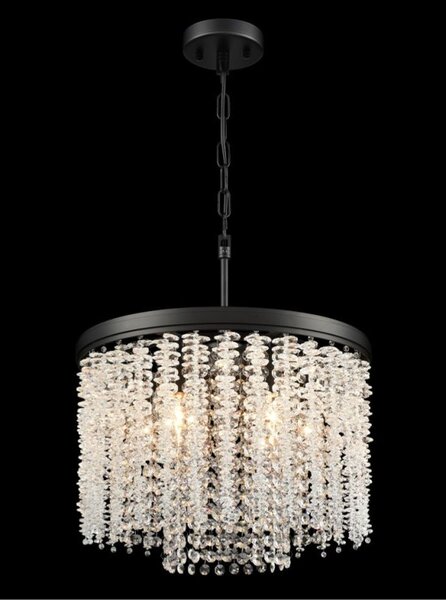Franklite Coral 6 Light Crystal Ceiling Pendant Light In Matt Black Finish FL2502-6