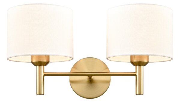 Franklite Barolo 2 Light Wall Light In Aged Brass With Off White Shades FL2471-2