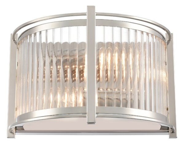 Franklite Sloane 2 Light Wall Light In Polished Nickel With Ribbed And Frosted Glass FL2505-2