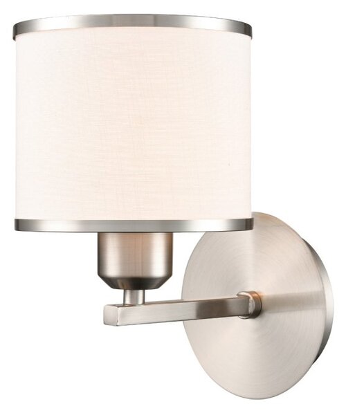 Franklite Sirius Single Wall Light In Satin Nickel With Off White Shade FL2495-1