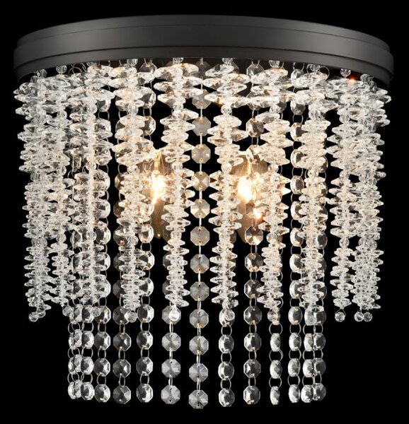 Franklite Coral 2 Light Crystal Wall Light In Matt Black Finish FL2502-2