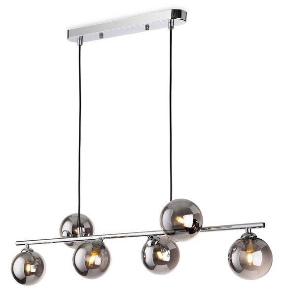 Firstlight 6912CH Lando 6 Light Bar Ceiling Pendant Light In Chrome With Smoked Glass Shade