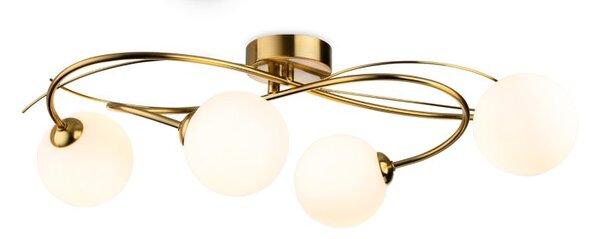 Firstlight 6921BB Elba 4 Light Flush Ceiling Light In Brushed Brass With Opal White Glass