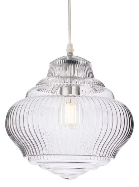 Firstlight 6941CH Brunswick Ceiling Pendant Light In Chrome Finish With Clear Decorative Glass