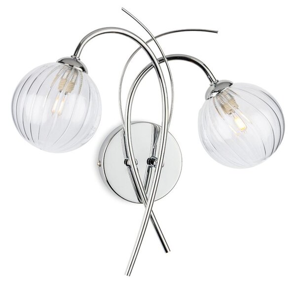Firstlight 6920CH Elba 2 Light Wall Light In Chrome With Clear Decorative Glass