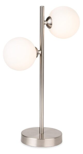 Firstlight 6933BS Lyric Table Lamp In Brushed Steel Finish With Opal White Glass