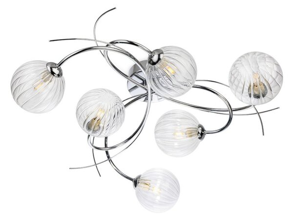 Firstlight 6922CH Elba 6 Light Flush Ceiling Light In Chrome Finish With Clear Decorative Glass