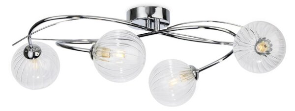 Firstlight 6921CH Elba 4 Light Flush Ceiling Light In Chrome With Clear Decorative Glass