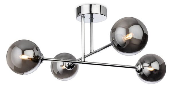 Firstlight 6910CH Lando 4 Light Flush Ceiling Light In Chrome Finish With Smoked Glass Shade