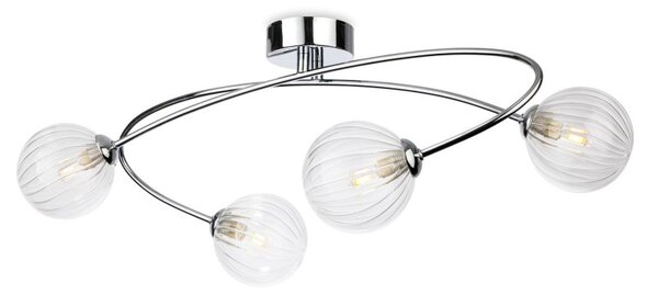 Firstlight 6925CH Atom 4 Light Flush Ceiling Light In Chrome With Clear Decorative Glass