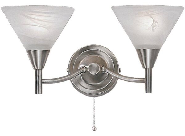 P9832 2 Light Satin Nickel and Alabaster Wall Light