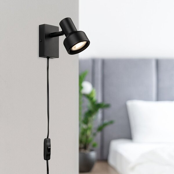 Firstlight 6892BK Plug-in Switched Wall Light In Black Finish