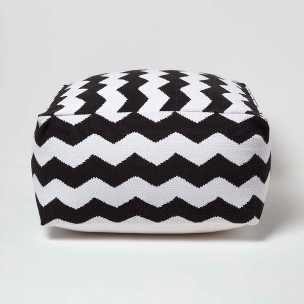 Homescapes Large Black and White Bean Filled Cube With Chevron Design