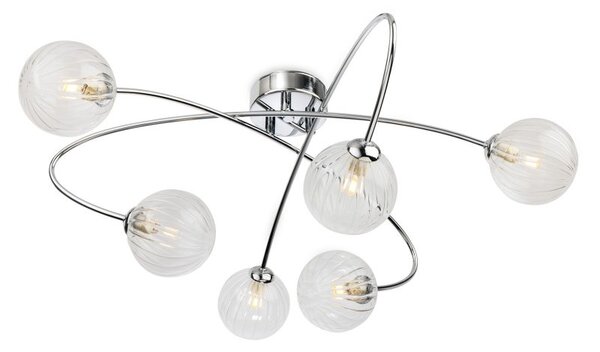 Firstlight 6926CH Atom 6 Light Flush Ceiling Light In Chrome With Clear Decorative Glass