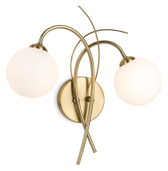 Firstlight 6920BB Elba 2 Light Wall Light In Brushed Brass With Opal White Glass