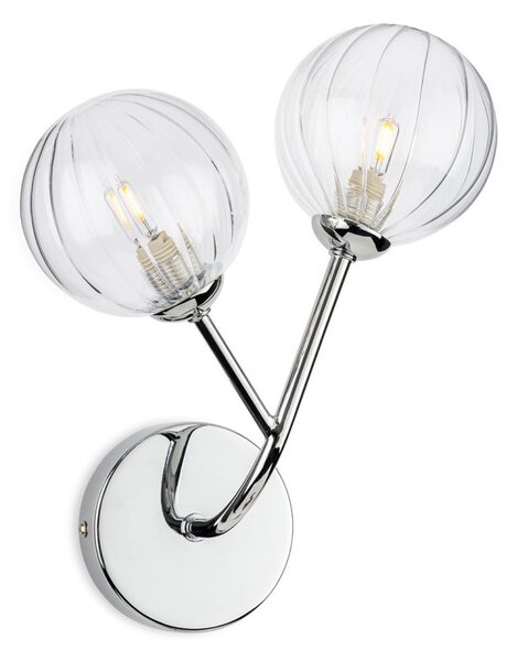 Firstlight 6905CH Groves 2 Light Wall Light In Chrome Finish With Clear Decorative Glass