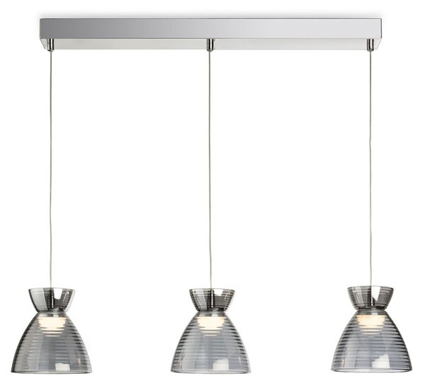 Firstlight 6841CHSM Royale LED 3 Light Bar Ceiling Light In Chrome With Smoked Decorative Glass