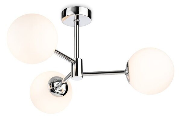 Firstlight 6871CH Splash 3 Light Flush Ceiling Light In Chrome With Opal White Glass IP44