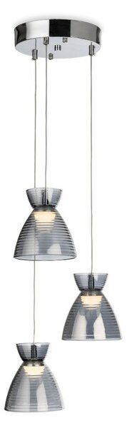 Firstlight 6842CHSM Royale LED 3 Light Cluster Ceiling Light In Chrome With Smoked Decorative Glass