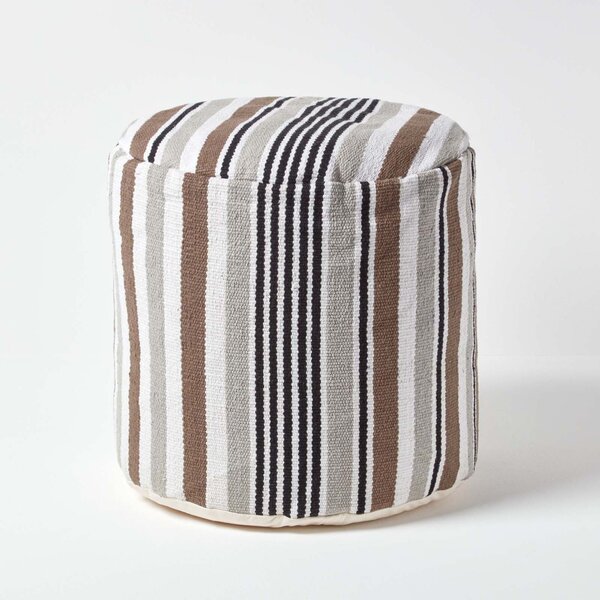 Grey, Black and White Stripe Bean Filled Pouffe Tall 45 x 40 cm