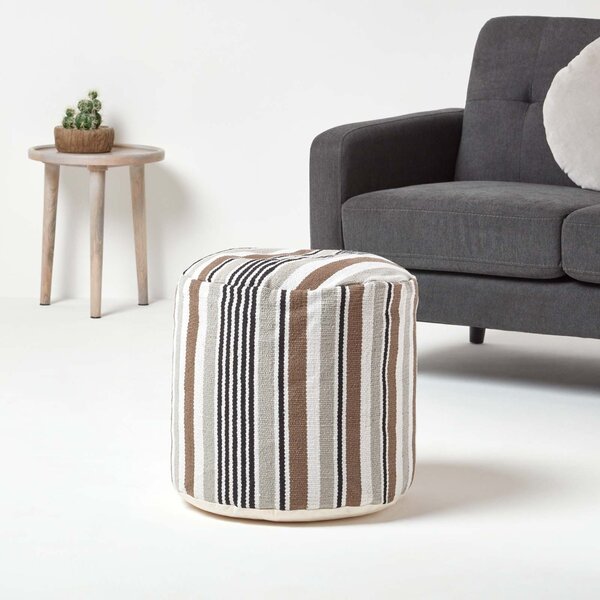 Grey, Black and White Stripe Bean Filled Pouffe Tall 45 x 40 cm