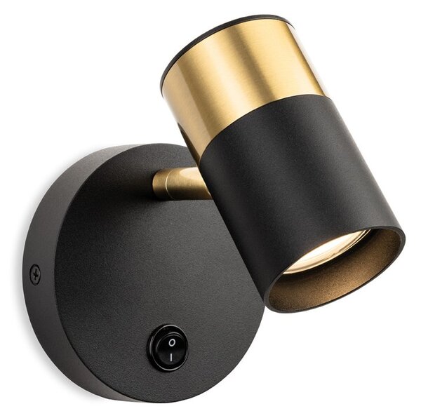 Firstlight 6875BK Roma Switched Wall Spotlight In Black And Brushed Brass Finish