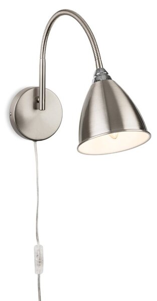 Firstlight 6889BS Plug-in Switched Wall Light In Brushed Steel Finish