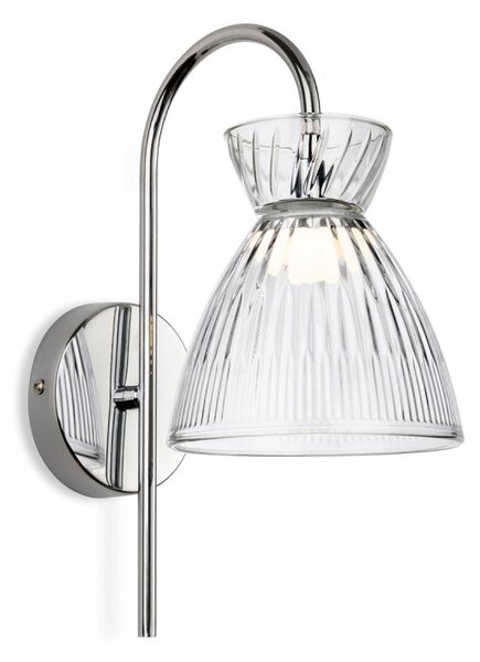 Firstlight 6843CHCL Royale LED Wall Light In Chrome With Clear Ribbed Glass