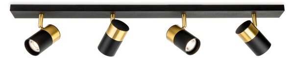 Firstlight 6878BK Roma 4 Light Bar Ceiling Light In Black And Brushed Brass Finish