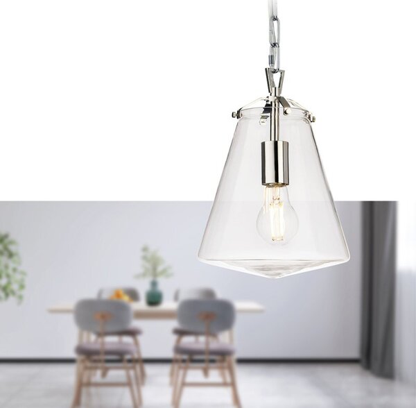Firstlight 6854CH Milos Ceiling Pendant Light In Chrome with Clear Glass