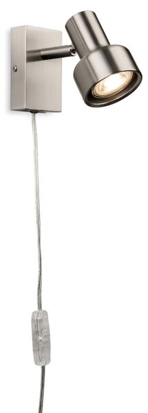 Firstlight 6892BS Plug-in Switched Wall Light In Brushed Steel Finish