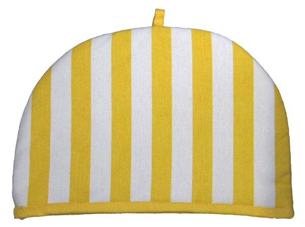 Homescapes Tea Cosy Double Design Yellow Stripes Teapot Warmer