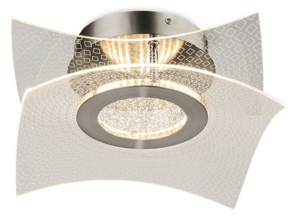 Firstlight 6880BS Trinity LED Flush Ceiling Light In Brushed Steel With Decorative Acrylic Panel