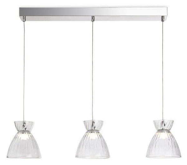 Firstlight 6841CHCL Royale LED 3 Light Bar Ceiling Light In Chrome With Clear Ribbed Glass