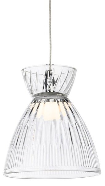Firstlight 6840CHCL Royale LED Ceiling Pendant Light In Chrome With Clear Ribbed Glass