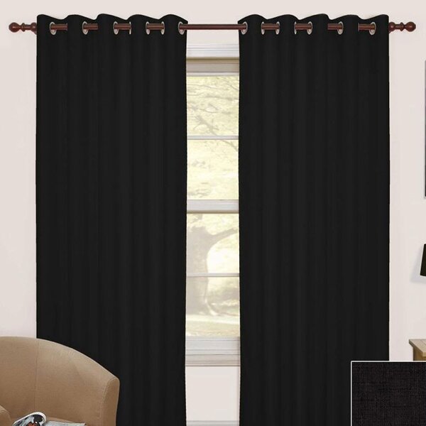 Homescapes Black Thermal Blackout Eyelet Curtain Pair, 66 x 72"