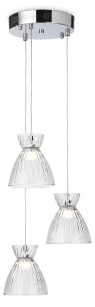 Firstlight 6842CHCL Royale LED 3 Light Cluster Ceiling Light In Chrome With Clear Ribbed Glass