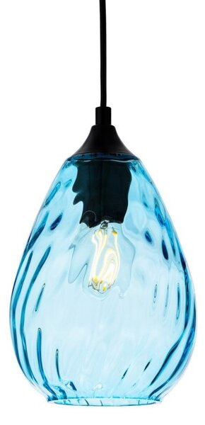 Firstlight 6848AQ Soho Ceiling Pendant Light In Matt Black with Aqua Decorative Glass