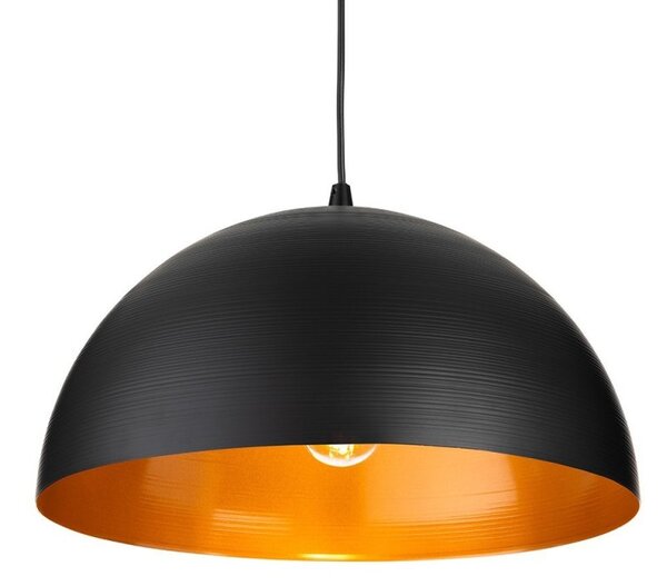 Firstlight 6847BK Moon Ceiling Pendant Light In Black with Satin Gold Inside 400mm
