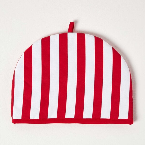 Homescapes Tea Cosy Double Design Red Stripes Teapot Warmer