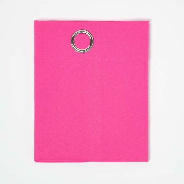 Cotton Plain Hot Pink Ready Made Eyelet Curtain Pair, 137 x 228 cm