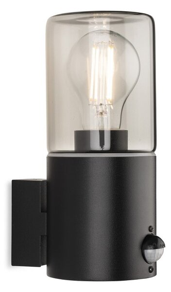 Firstlight 6802BK Manor Wall Light with PIR In Black Finish With Smoked Glass