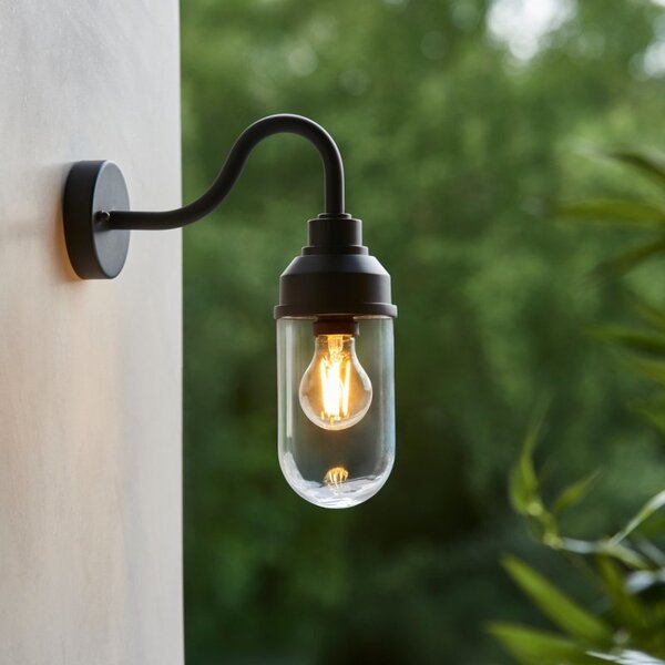 Endon 118760 Truro Outdoor Wall Light In Textured Black Finish With Clear Glass Shade